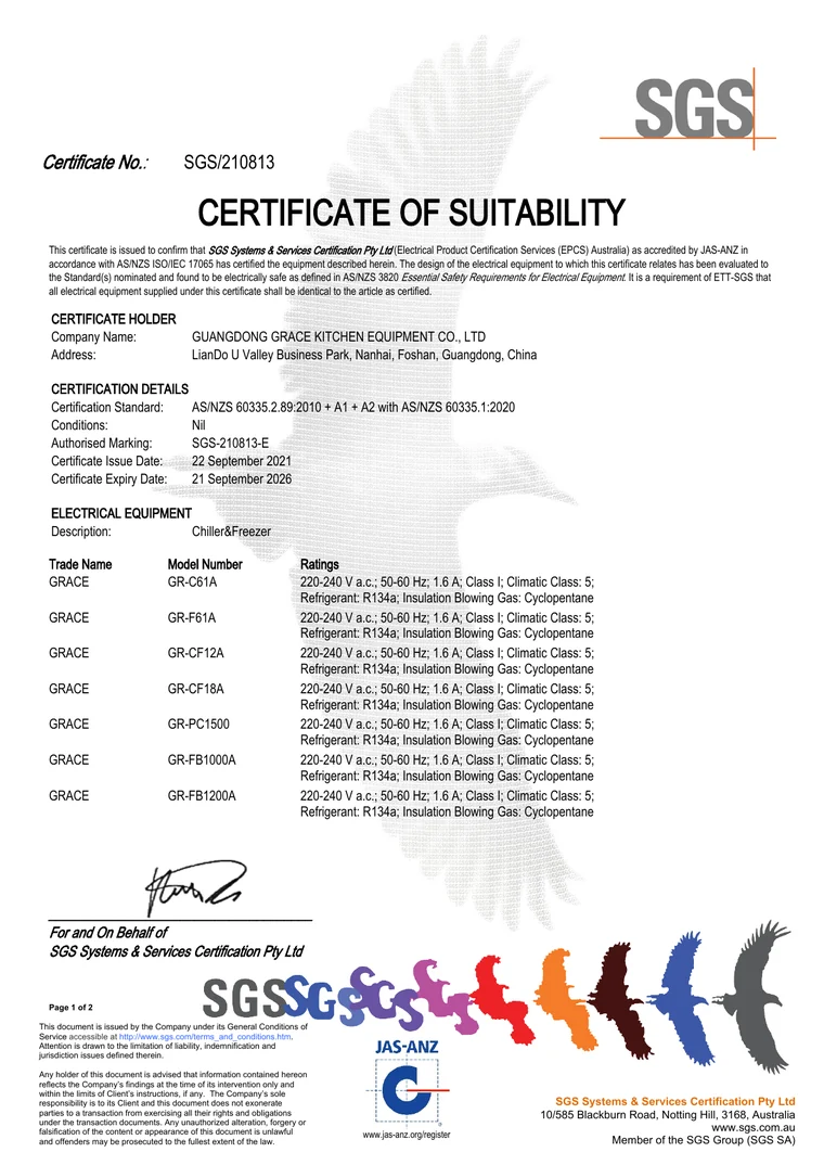 GRACE SGS — Chillers & freezers