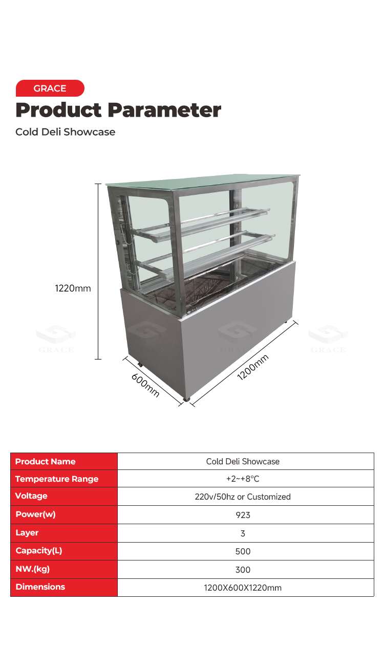 Grace 1200mm deli showcase dimension