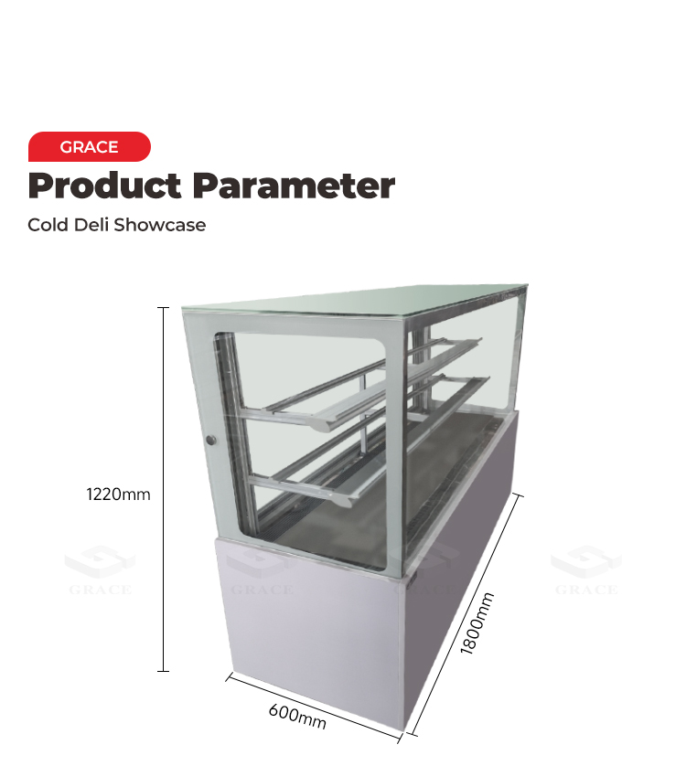 1800mm tempered glass deli showcase dimension