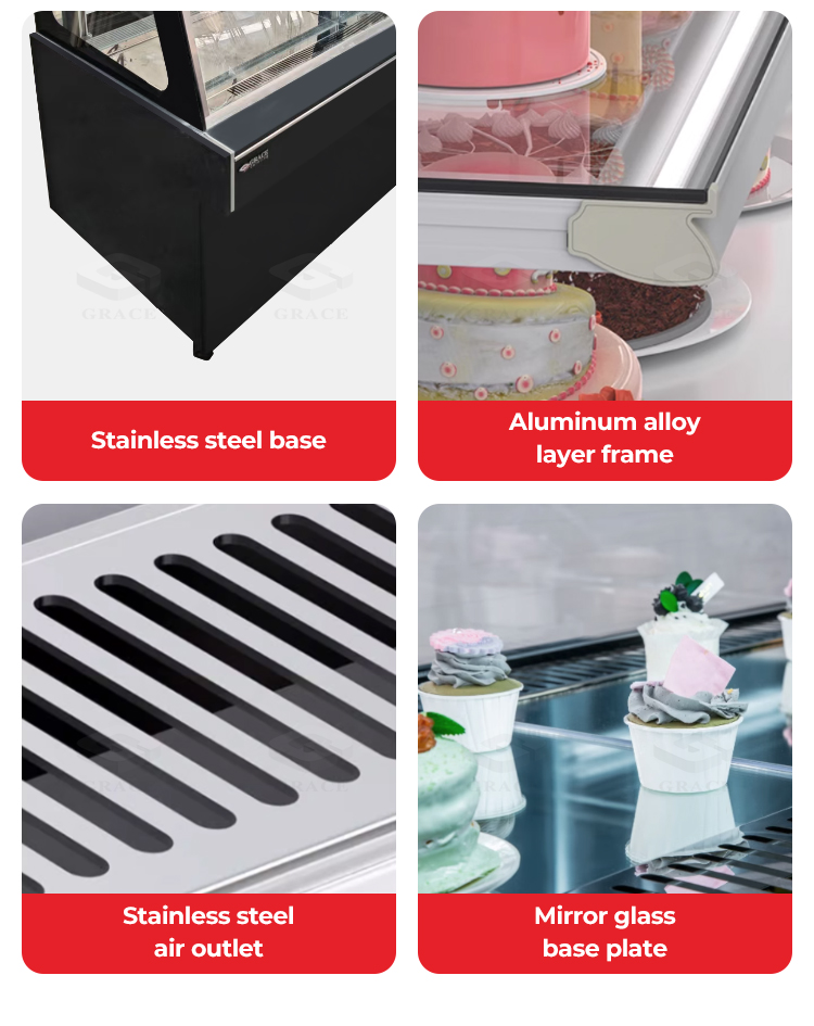 curved glass refrigerated deli case details