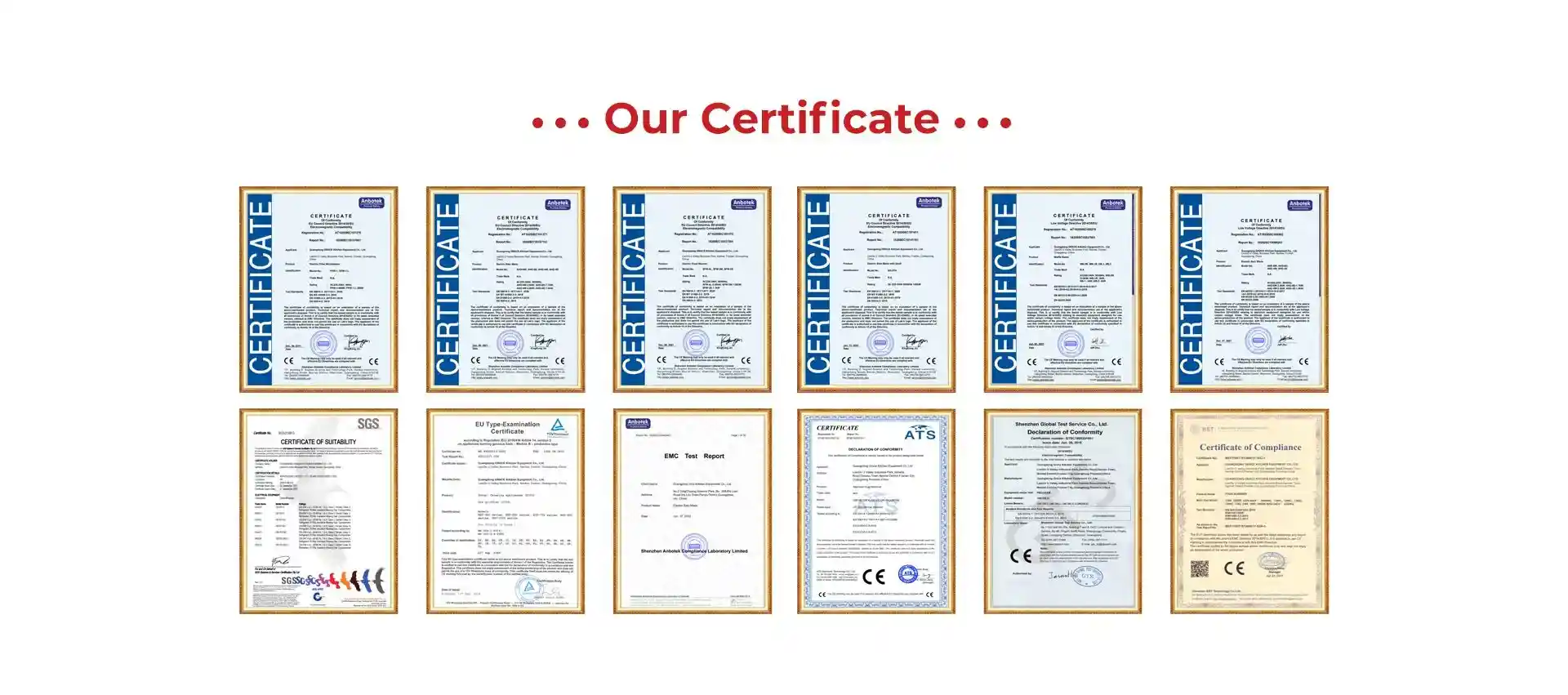 GRACE various international certificates and quality awards