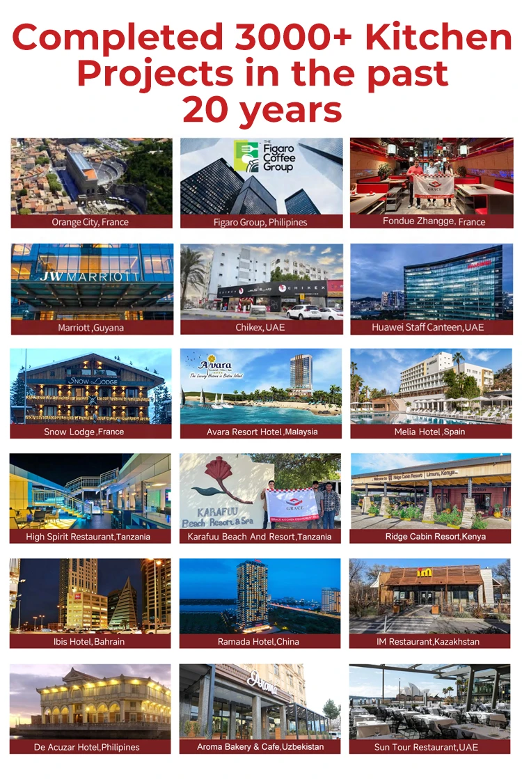 Over 3000 completed kitchen projects worldwide including hotels and restaurants.