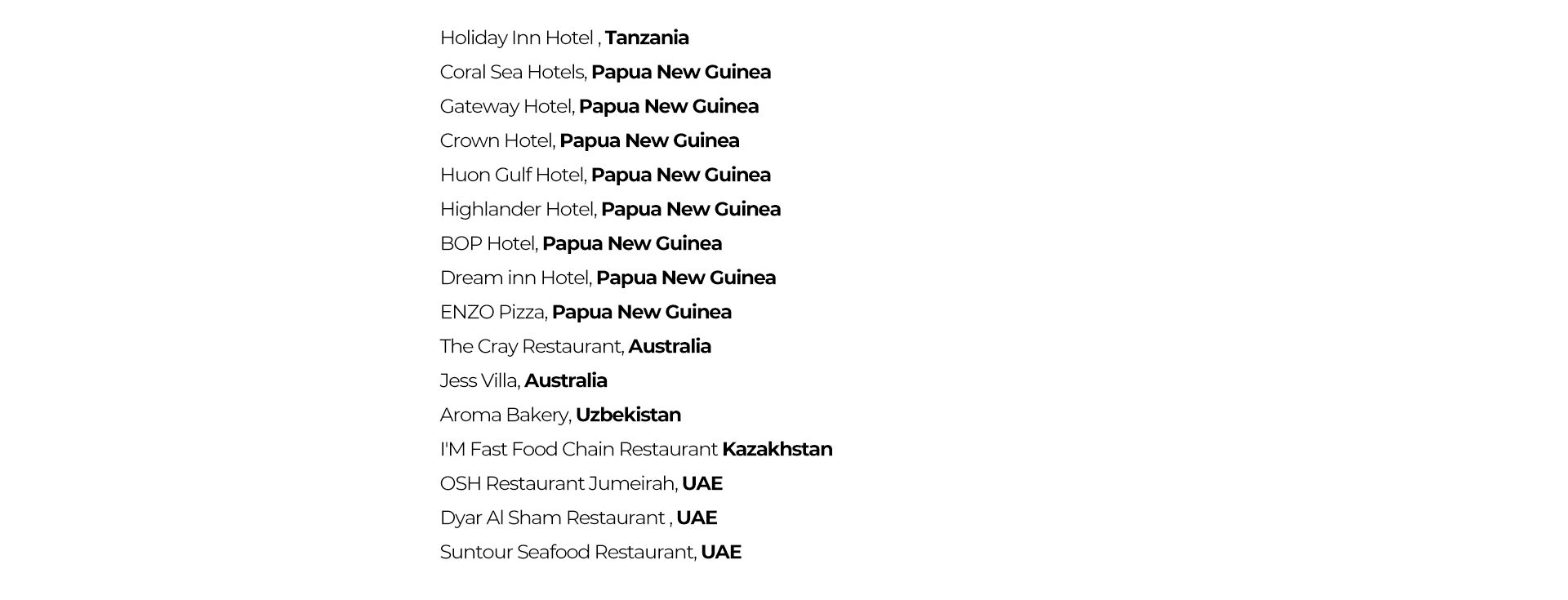 Hotel group kitchen project for Cresta Hotels, Zimbabwe