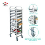 GRACE Stainless Steel GN Pan Trolley - Image 2