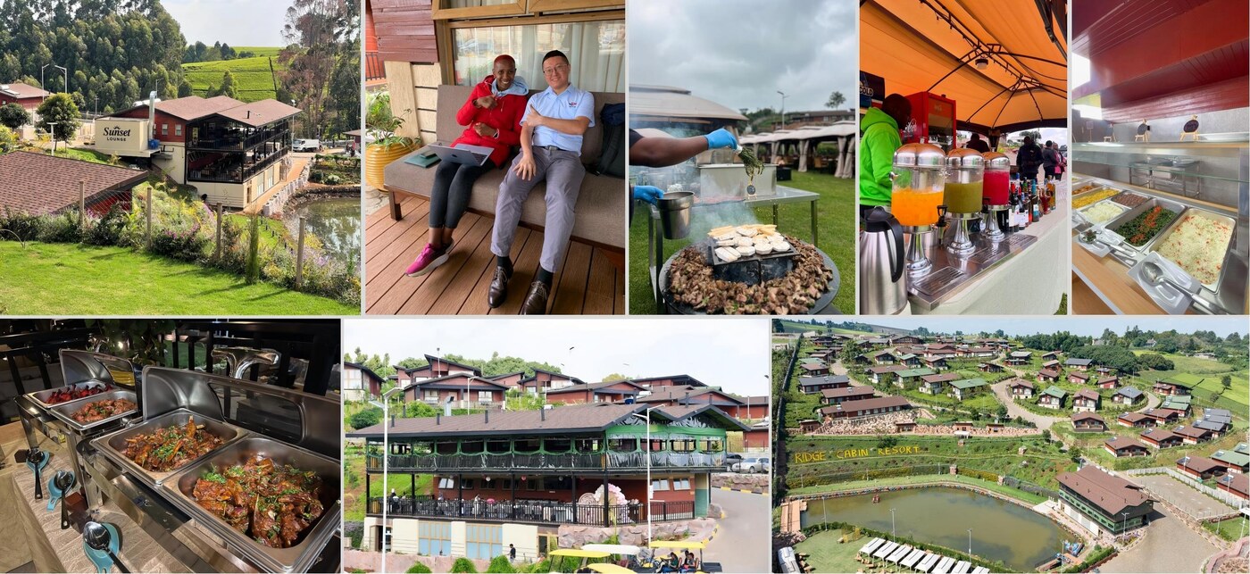 Ridge Cabin Resort 5-star hotel banquet kitchen buffet and outdoor live cooking operation in Limuru Kenya delivered by GRACE