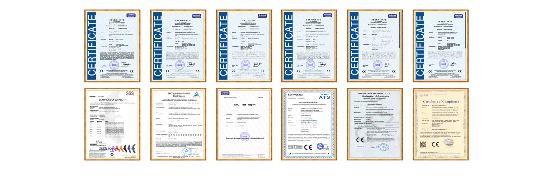 GRACE equipment certificate collection